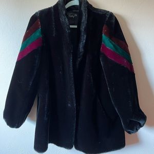Vintage fur jacket with retro wave arm